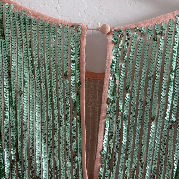 RIXO London Multi Color Ombre Sequin Midi Dress Green Pink Blue Gold Small - Picture 6 of 8